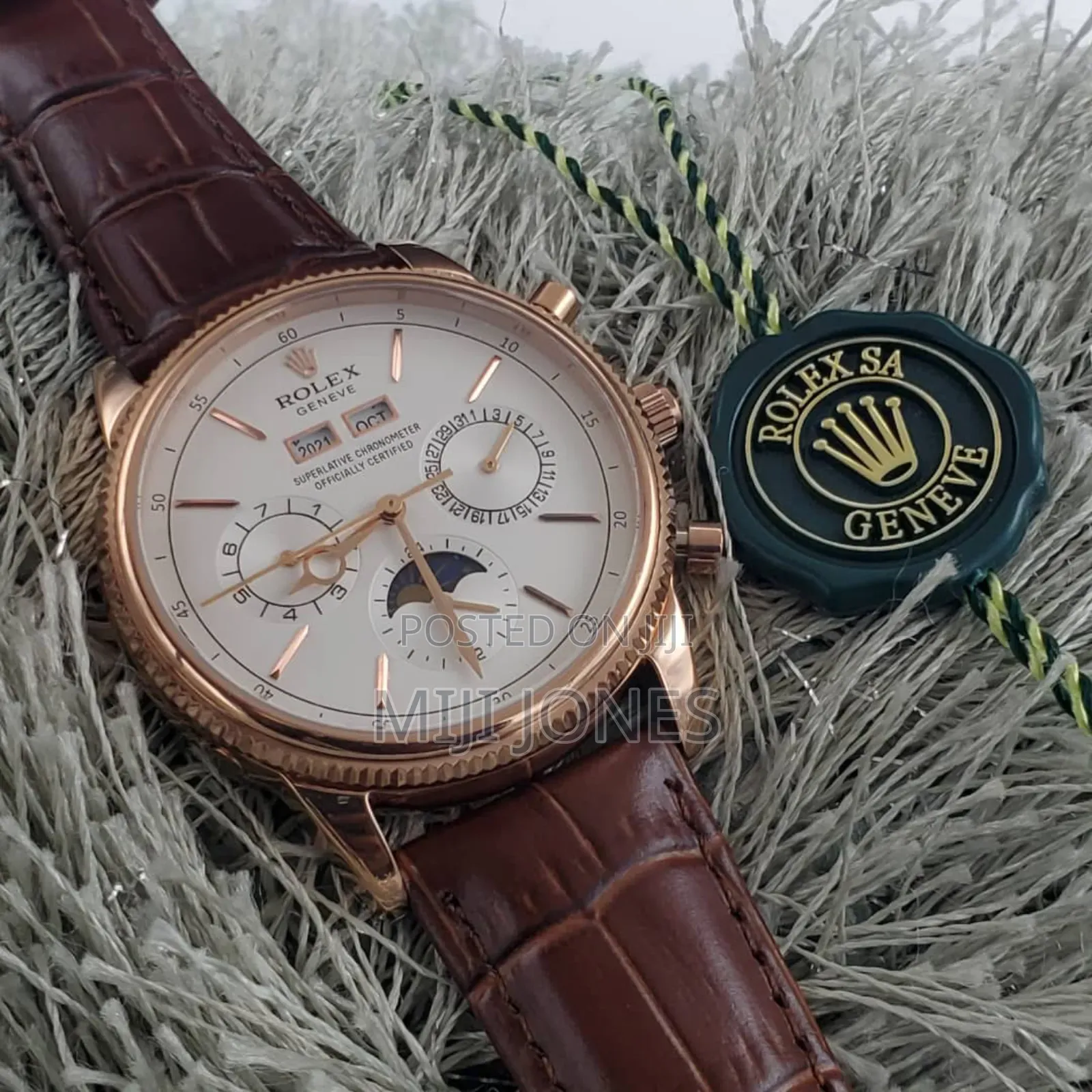 *Rolex Inspired Men’S Automatic Leather‐Strap Watch*