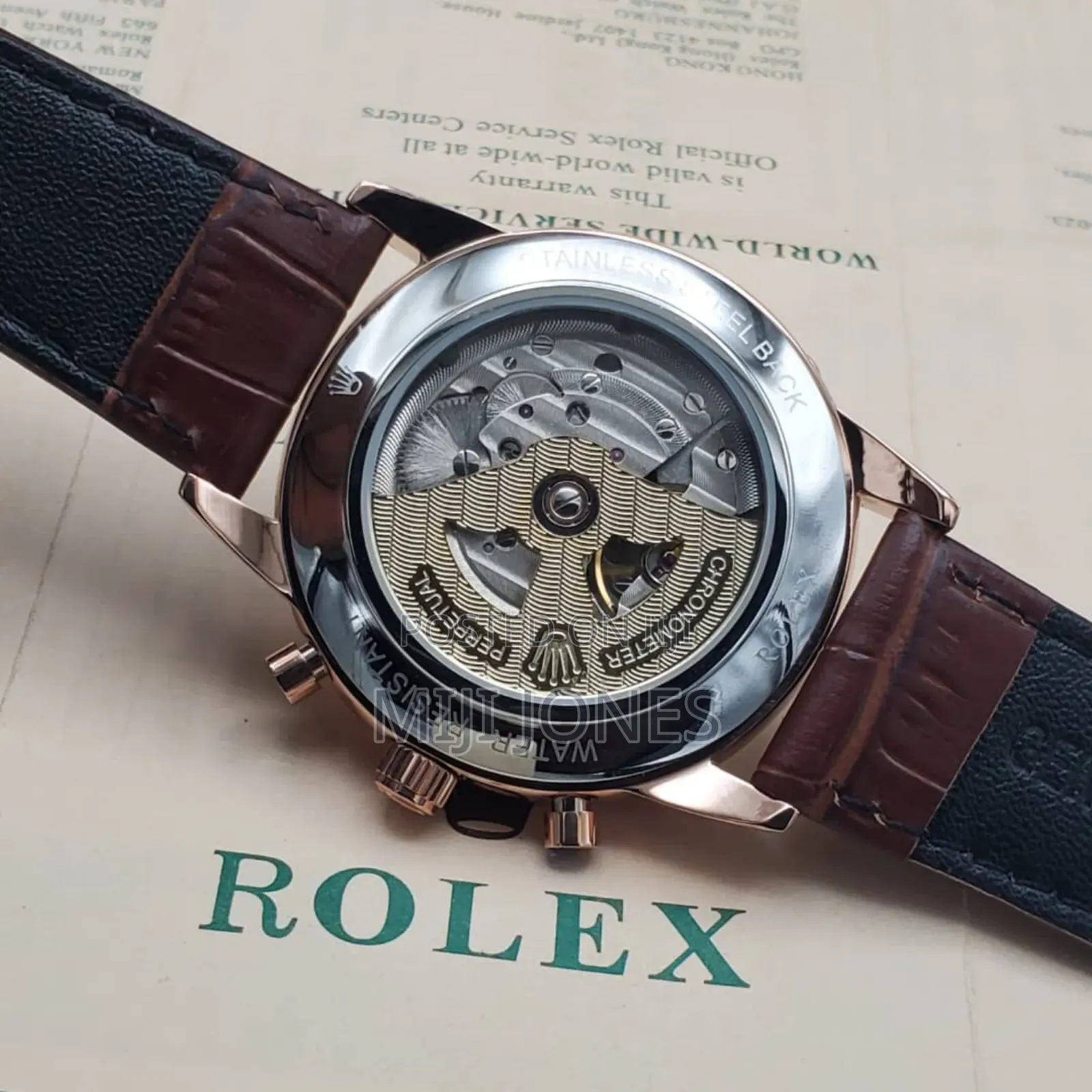 *Rolex Inspired Men’S Automatic Leather‐Strap Watch*