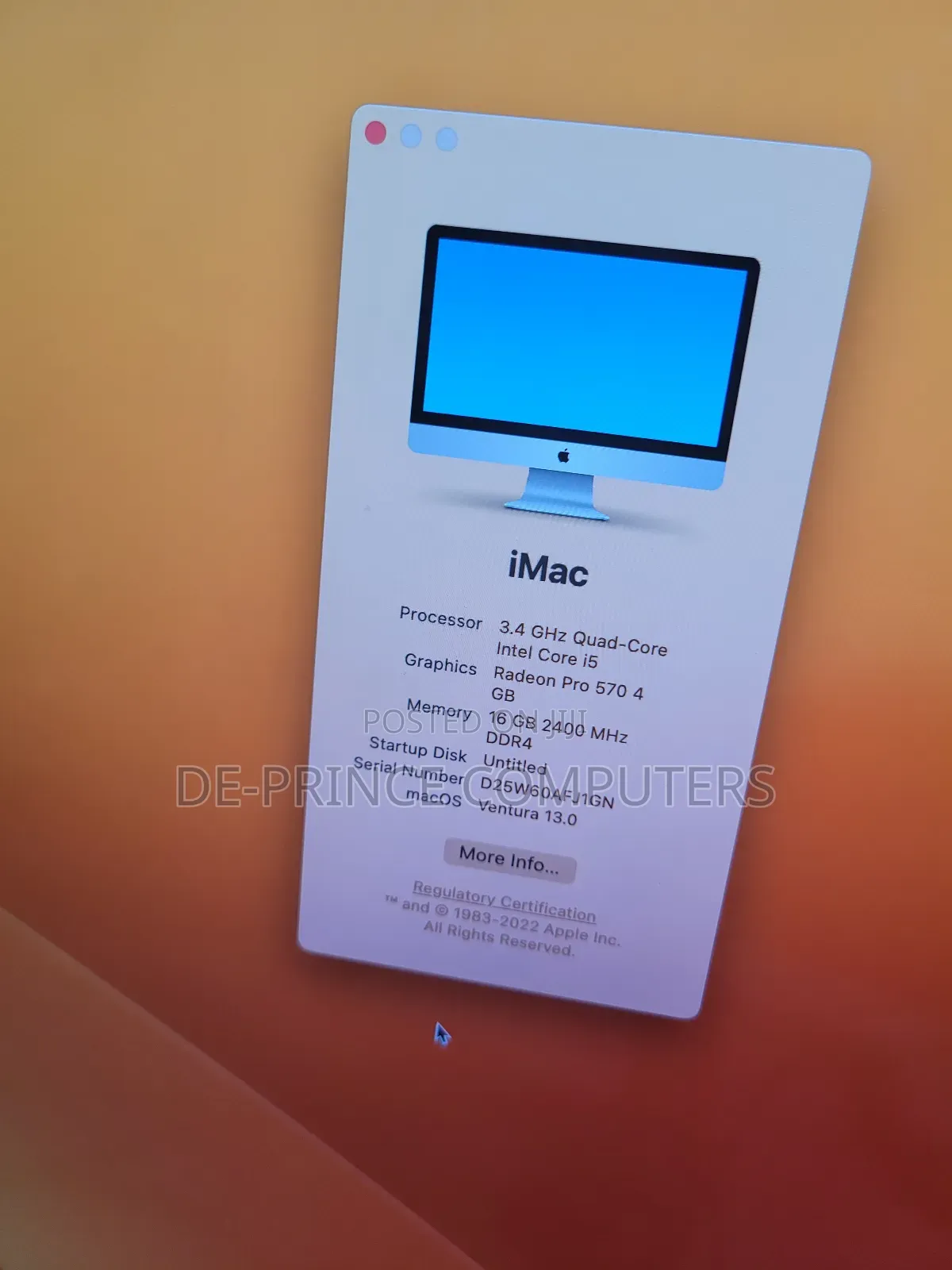 Desktop Computer Apple iMac Pro 16GB Intel Core I5 HDD 1T