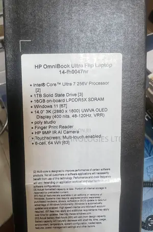 New Laptop HP OmniBook Ultra Flip 14" 16GB Intel Core Ultra 7 SSD 1T