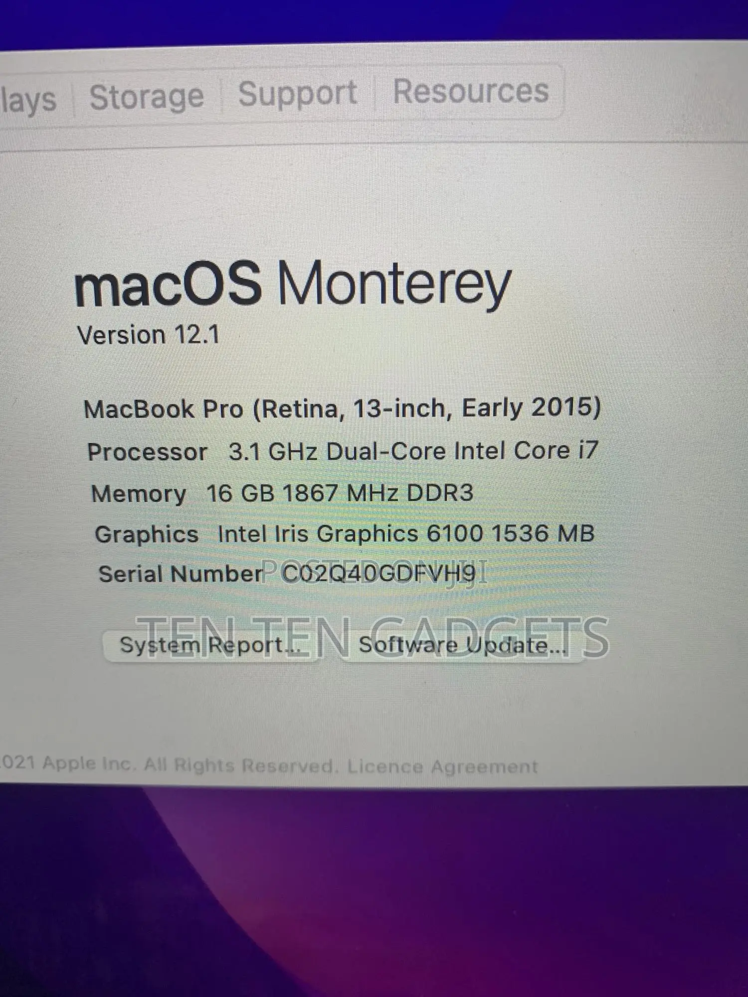 Laptop Apple MacBook 2015 16GB Intel Core i7 SSD 512GB