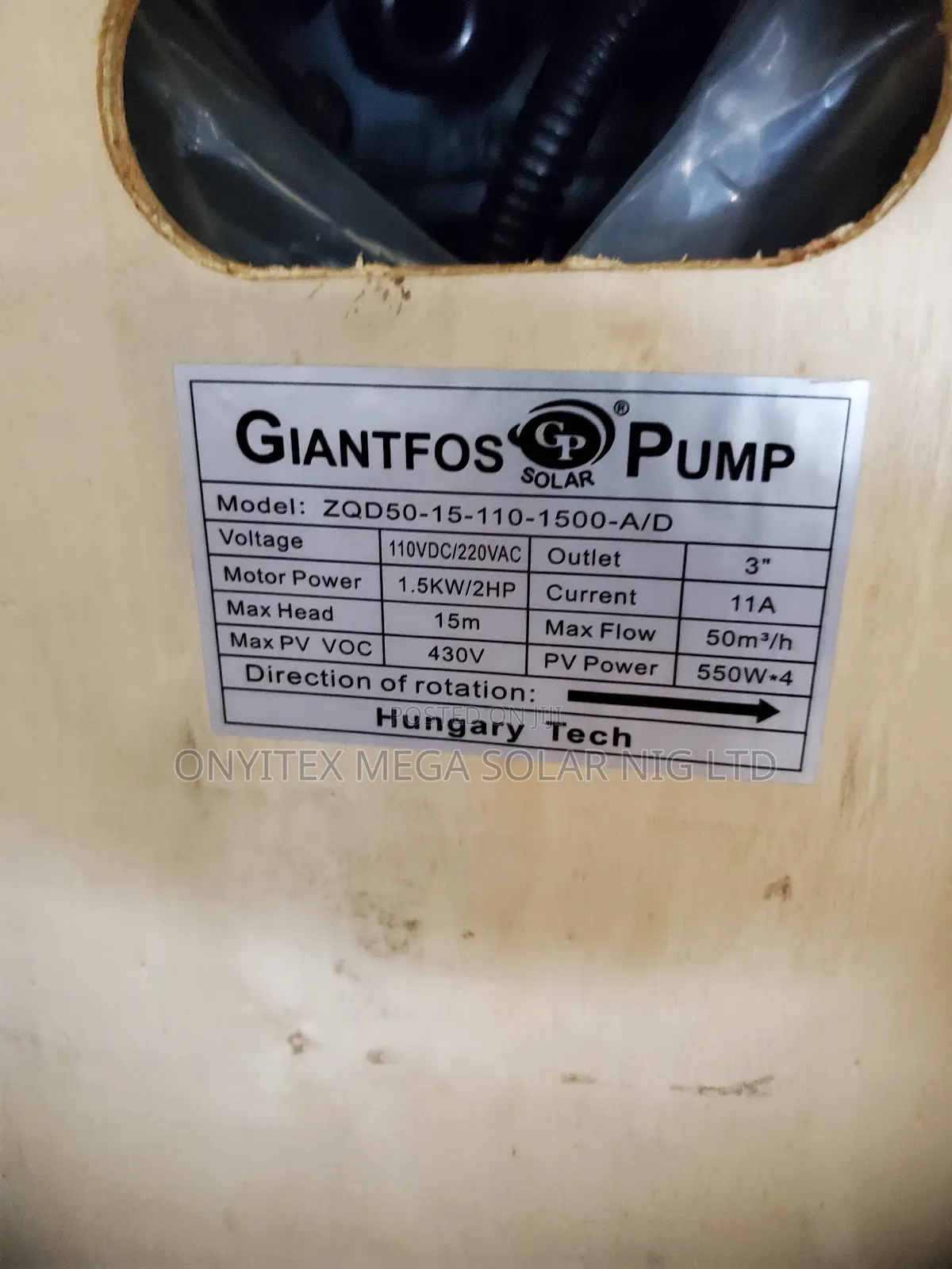 A/D Giantfos Surface Solar Pump 2hp
