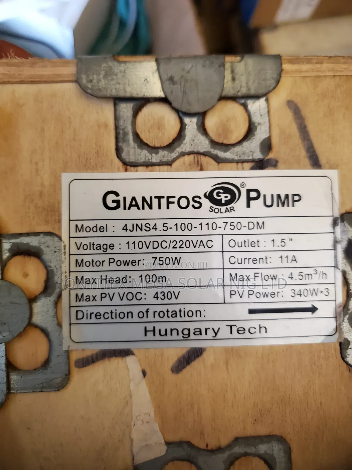 A/D Giantfos Submersible Solar Pump 1hp