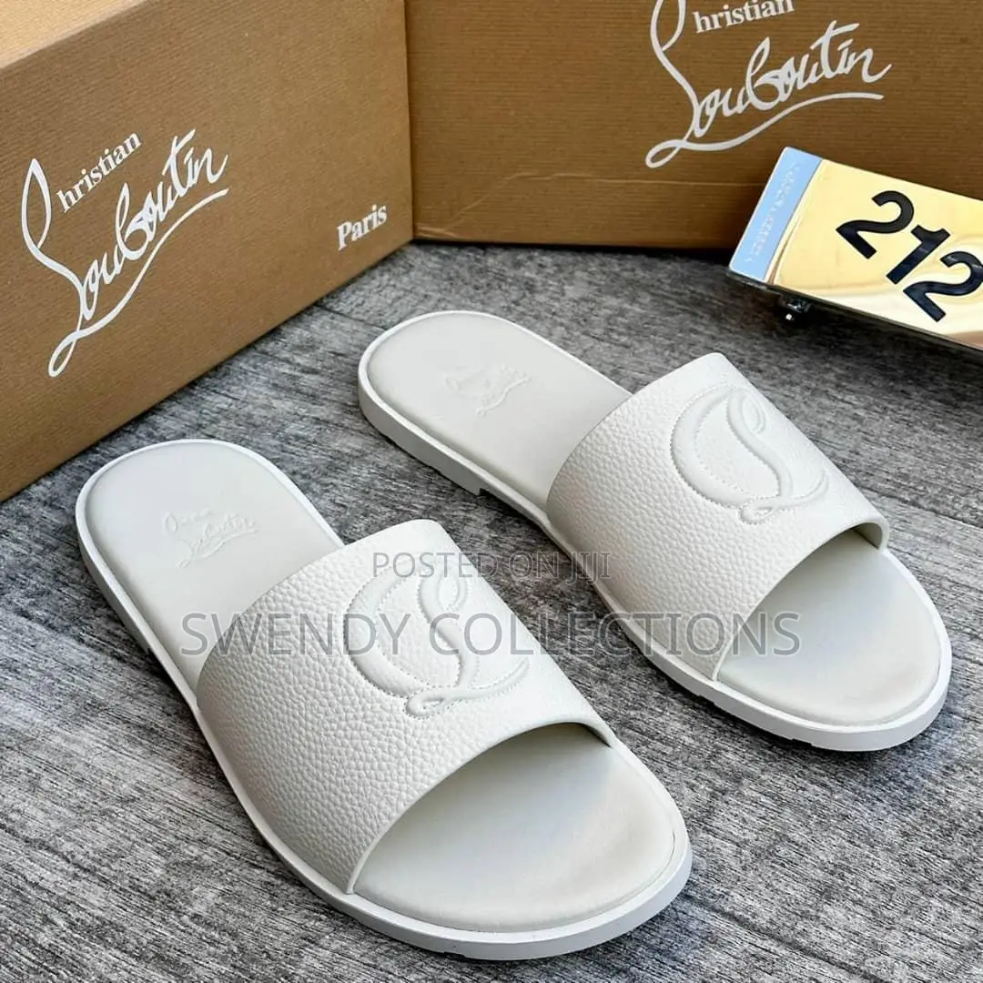 Luxury White Leather Slippers