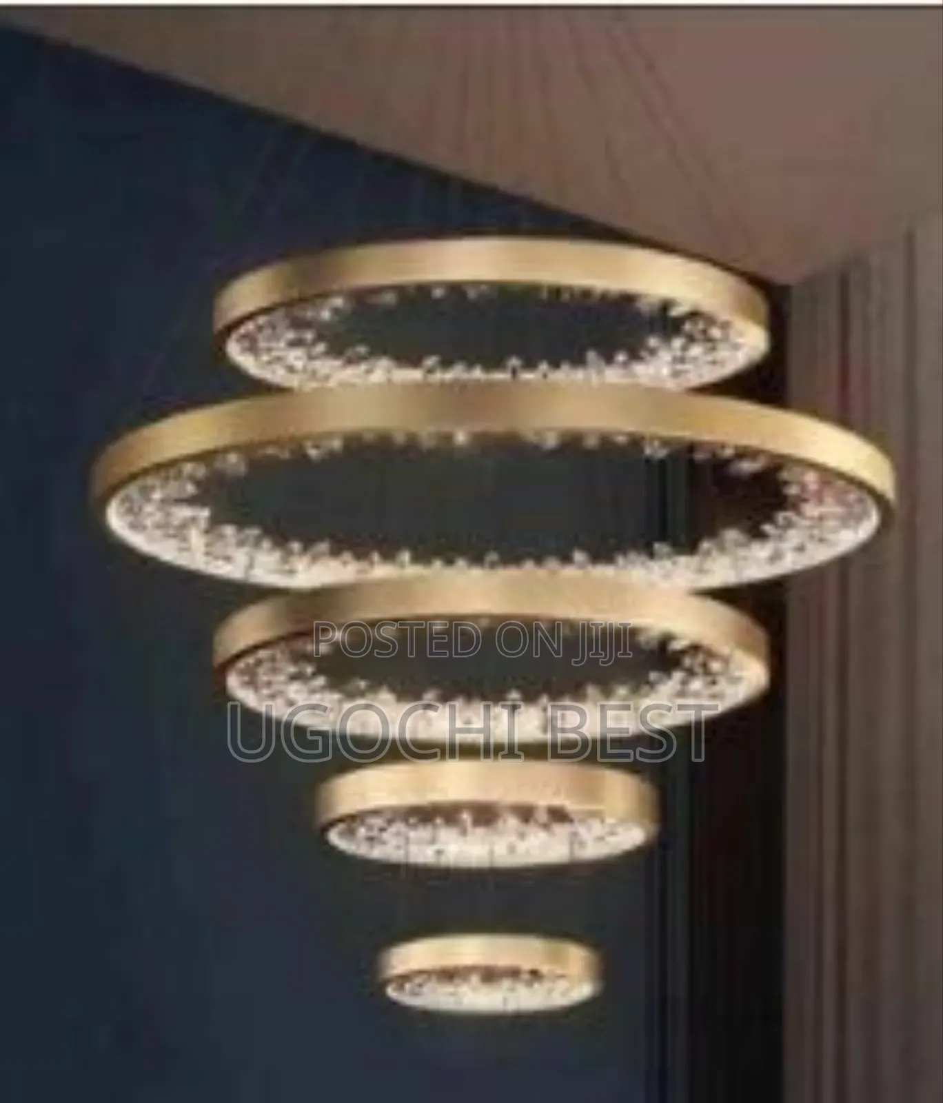 5 Layers Gold Led Crystal Chandelier Lights