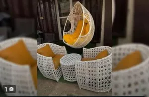 Outdoor Swing+ 2 Chairs and Table With Cushions