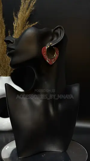 Red Curved Hoop Earrings