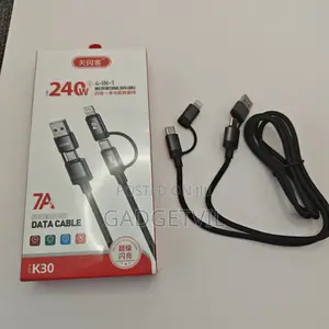 7a 240w Multifunctional 4 in 1 Port Data Cable