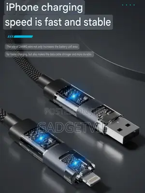 Transparent Braided Data Cable 4 in 1 100w Super Fast Charge Pd Multi-