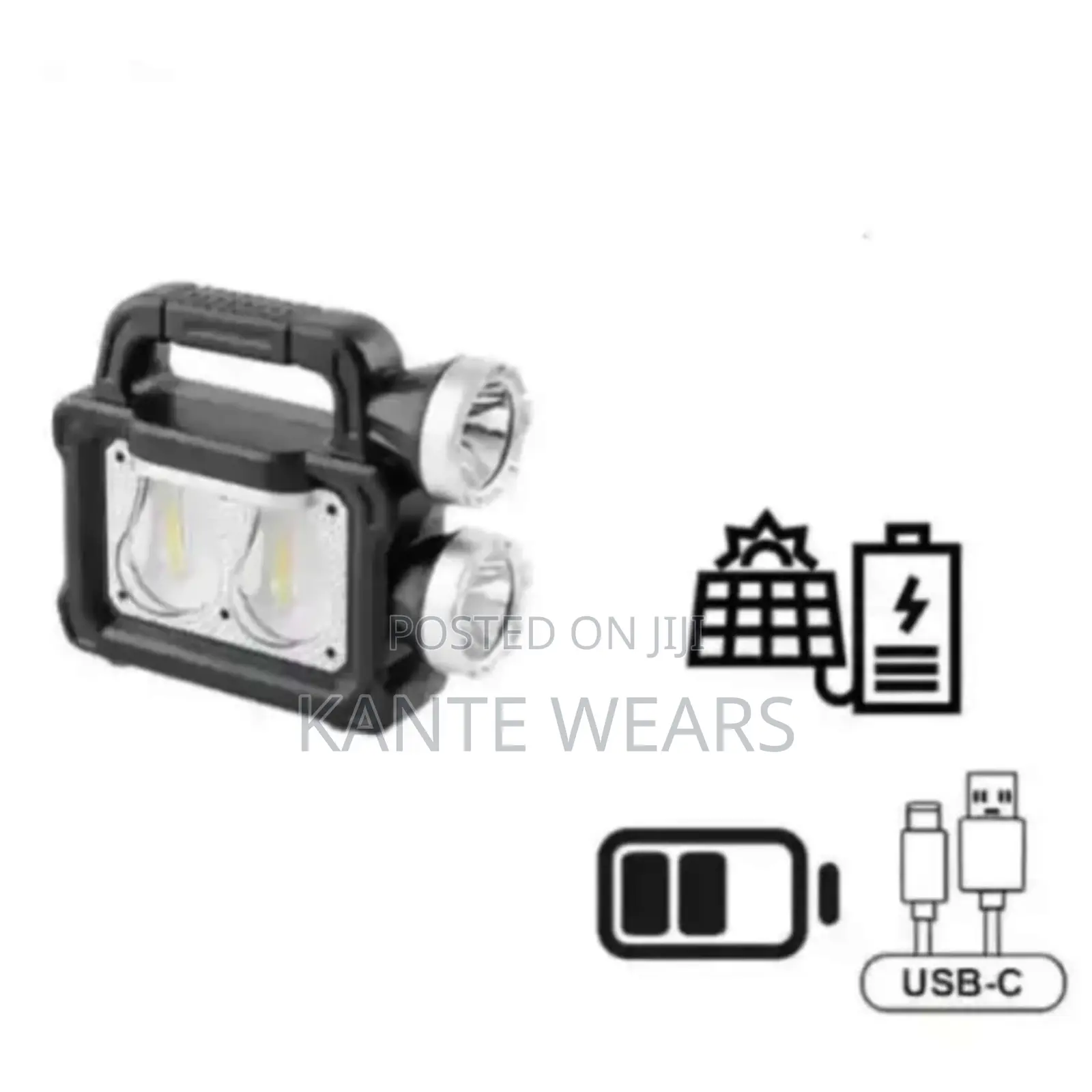 Double Bulb Torch Light Solar Rechargeable Lamp Flashlight