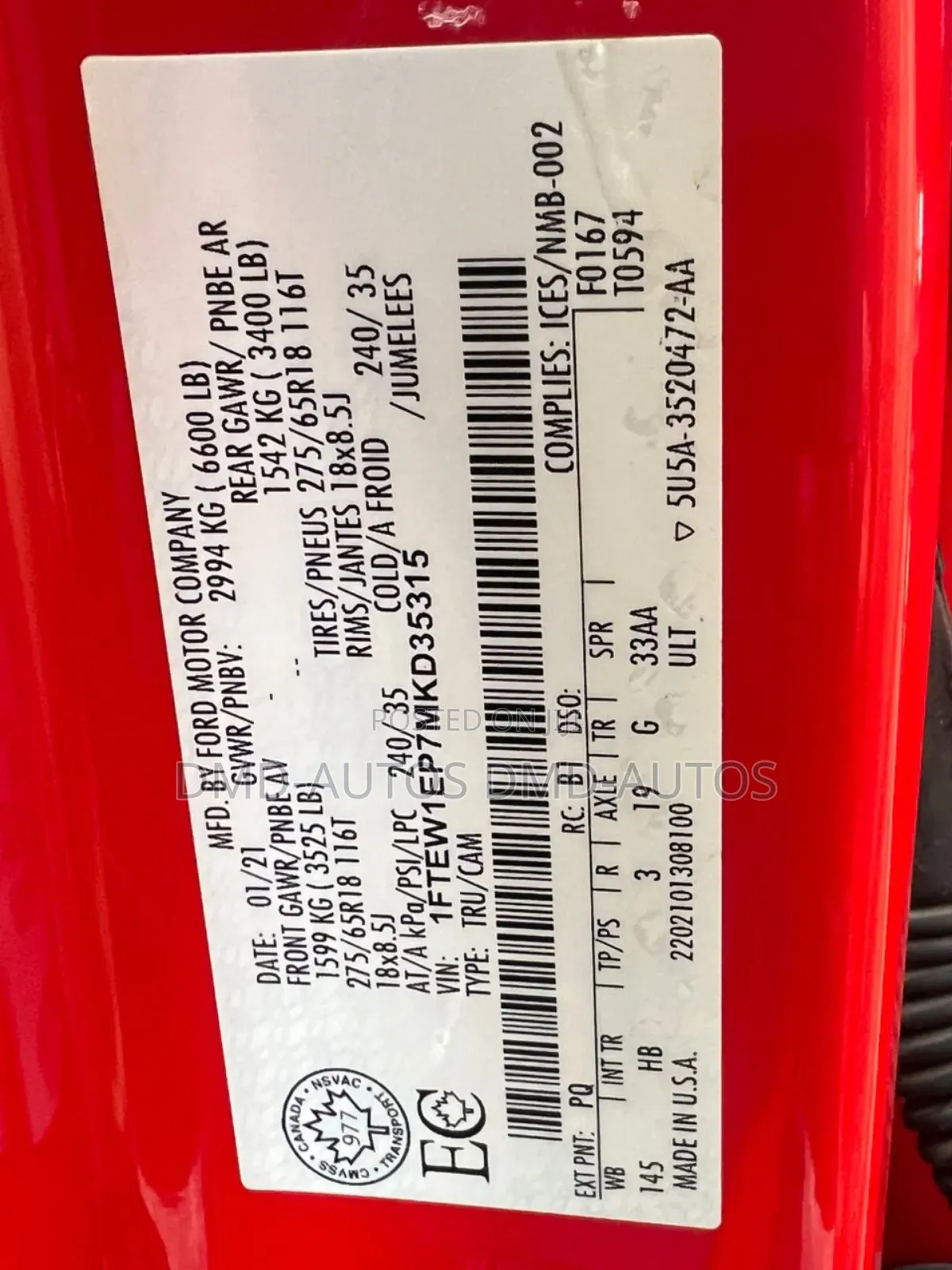Ford F-150 2021 Red