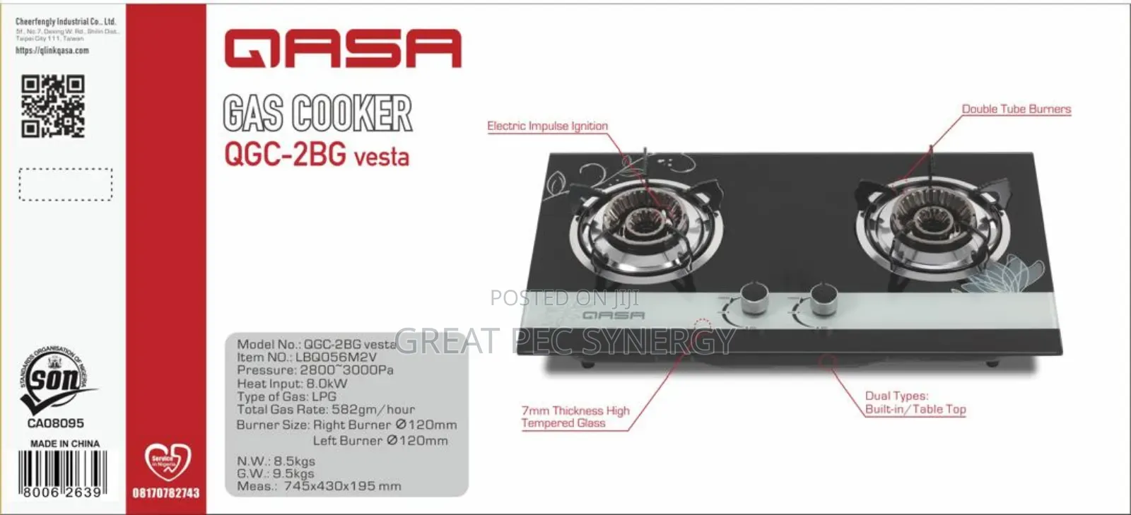 Qasa Gas Burner - Cooker