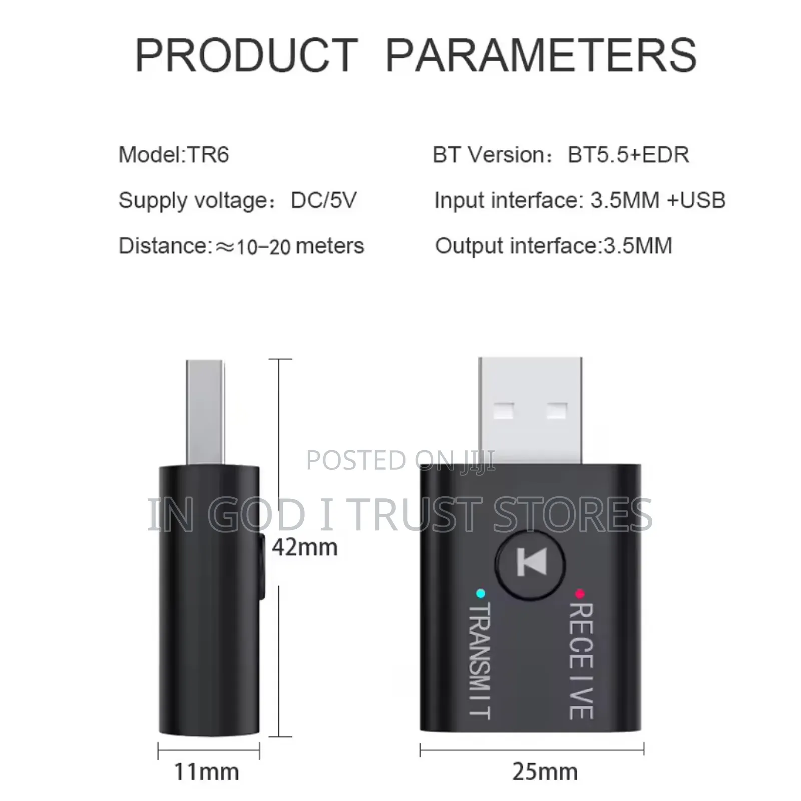 Bluetooth 5.0 Audio Transmitter Receiver 3.5mm Aux Jack
