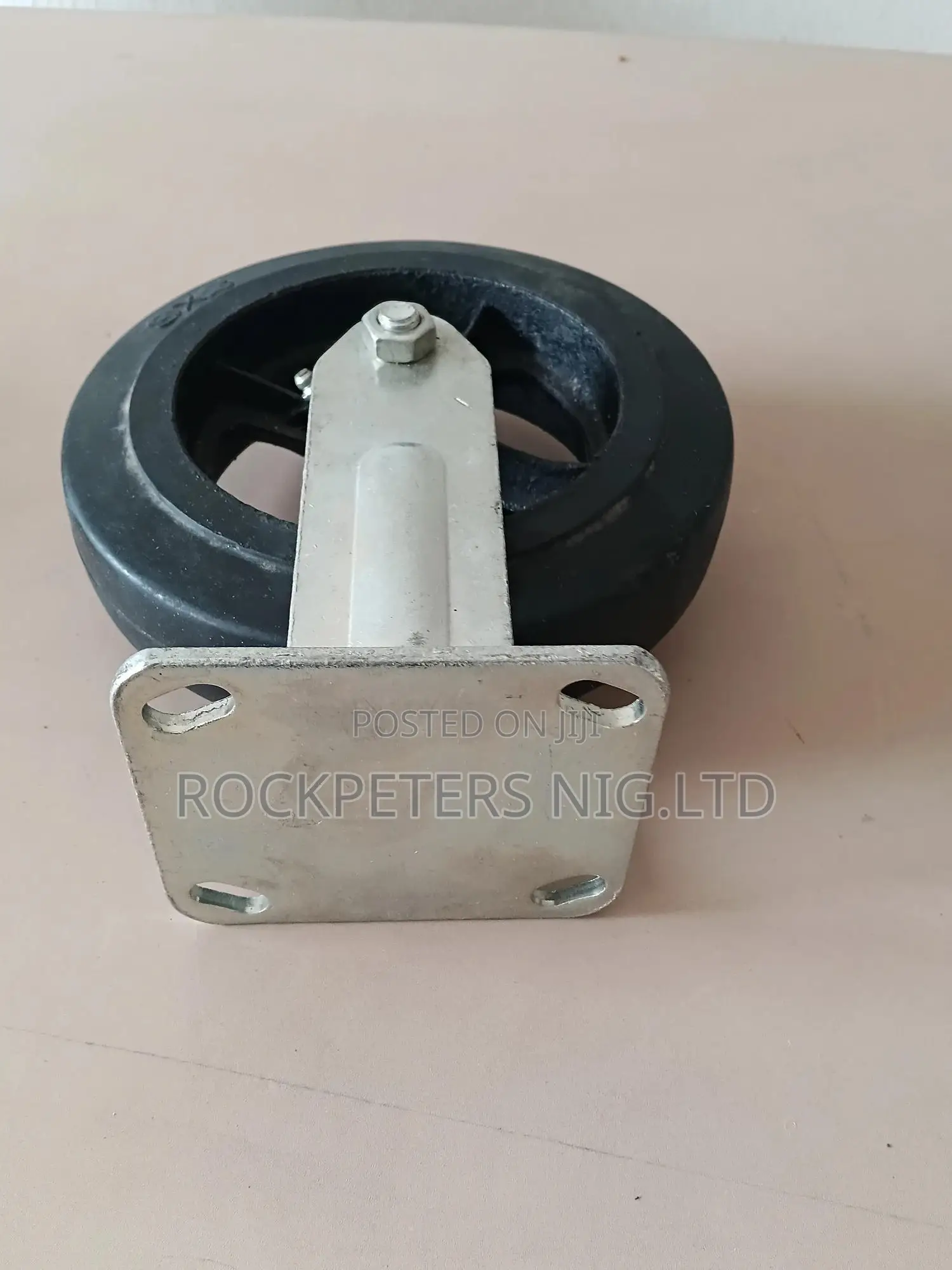 8" X 2" Fixed Plate Caster Cast Iron Wheel W/ Rubber Tire