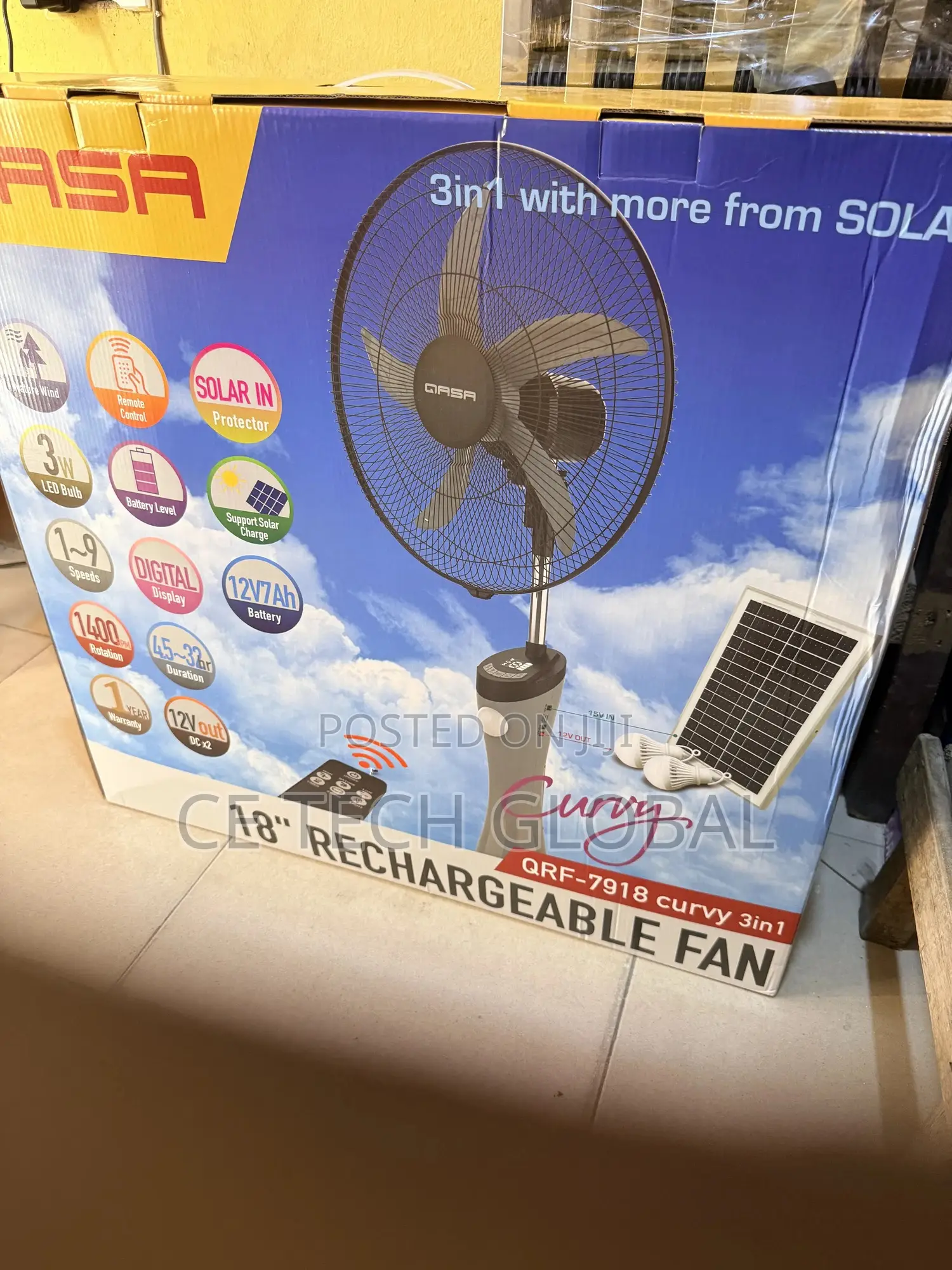 Qasa Rechargeable Fan With Solar Panel