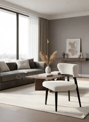 Luxury White Sheep Coating Accent Chair - Modern Dining/Side Chair