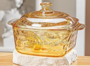 Amber Gold Square Glass Double Handle Glass Crystal Plate