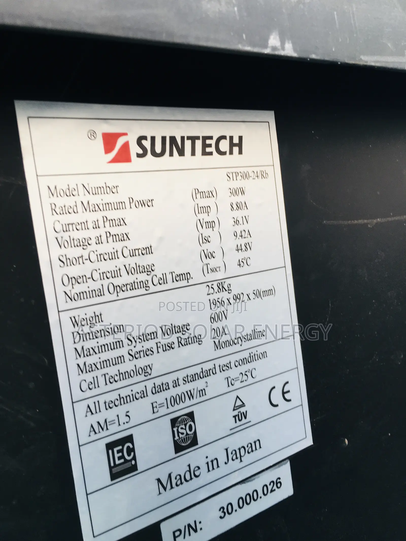 300watts Suntech (All Back ) Solar Panel