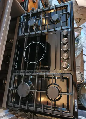 Original Bosch Inbuilt Gas Electric Cooker Hob Black Stainless Steel