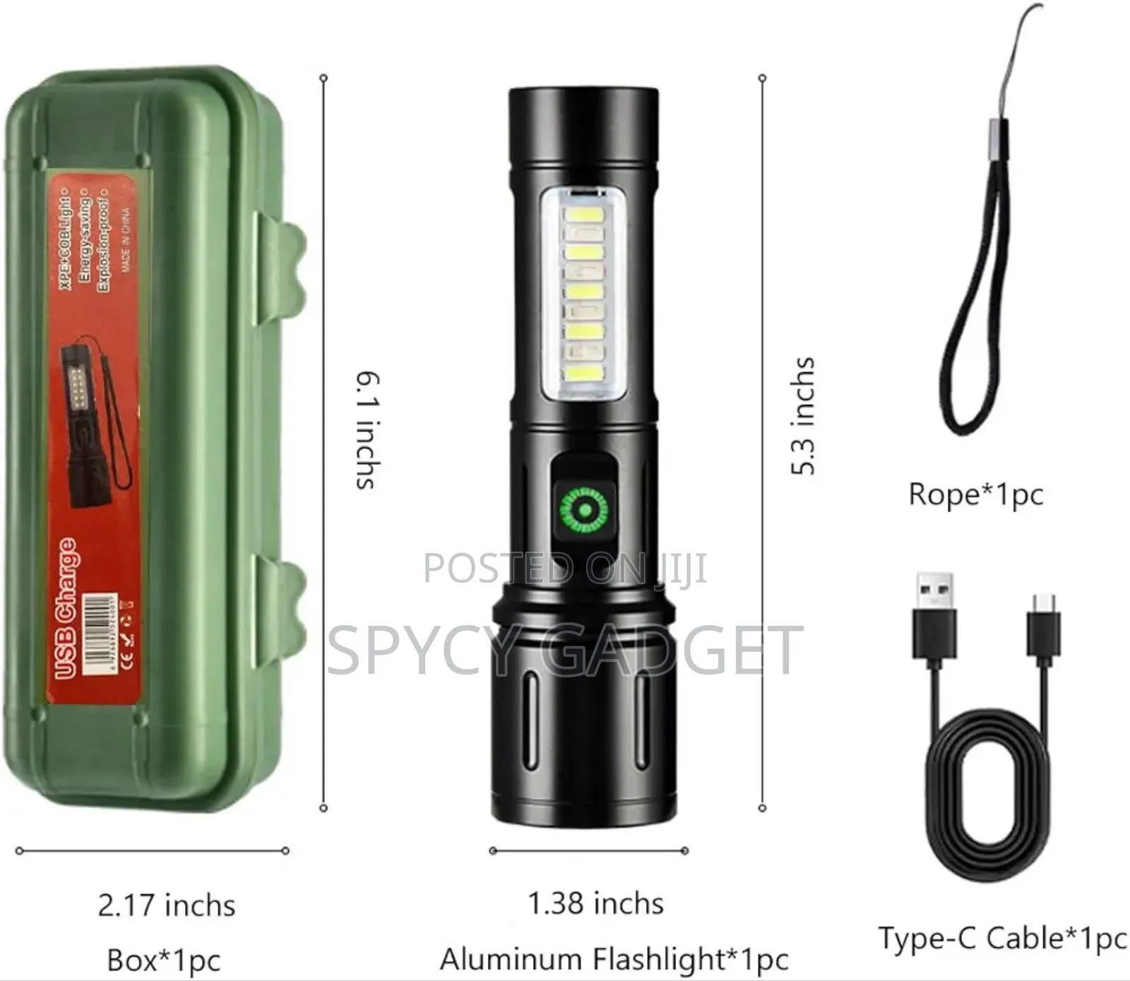 Long Range Super Bright Rechargeable Cob Flashlight
