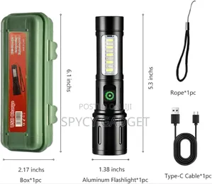Long Range Super Bright Rechargeable Cob Flashlight