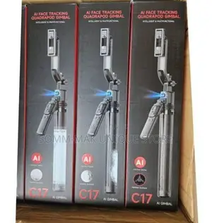 C17 Ai Face Tracking Selfie Stick Quadrapod With Rotating Handle