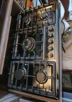 Original Bosch 90cm Inbuilt 5 Burners Gas Cooker Black Stainless Steel