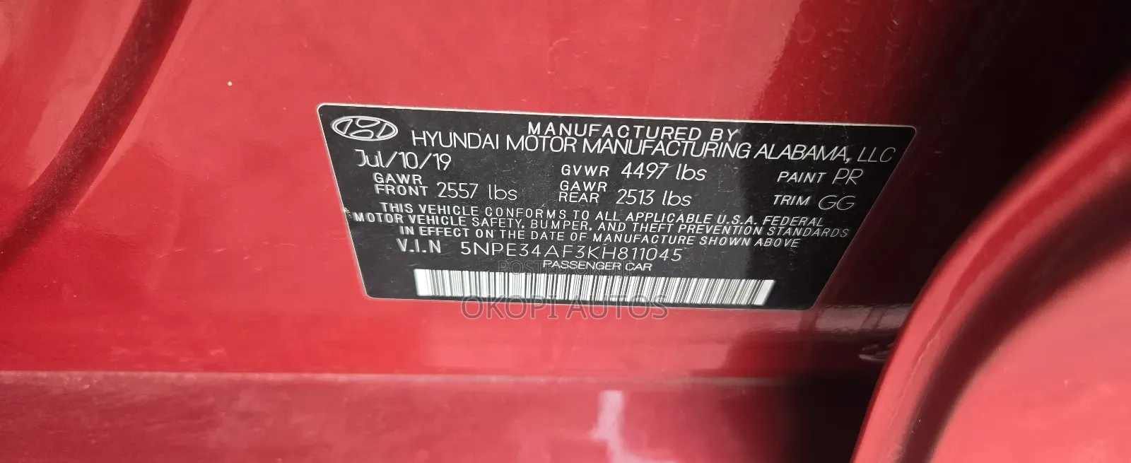 Hyundai Sonata SE 2019 Red