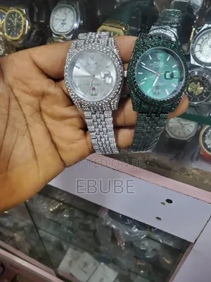 A Rolex Date Just With Green Stone for Unisex