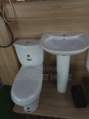 White Ceramic Two-Piece Water Closet and Basin Set