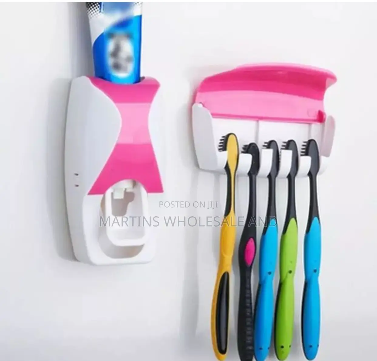 Wall-mounted Automatic Toothpaste Dispenser And Toothbrush Holder Set