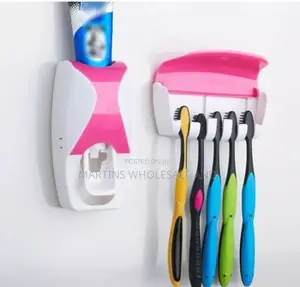 Wall-mounted Automatic Toothpaste Dispenser And Toothbrush Holder Set