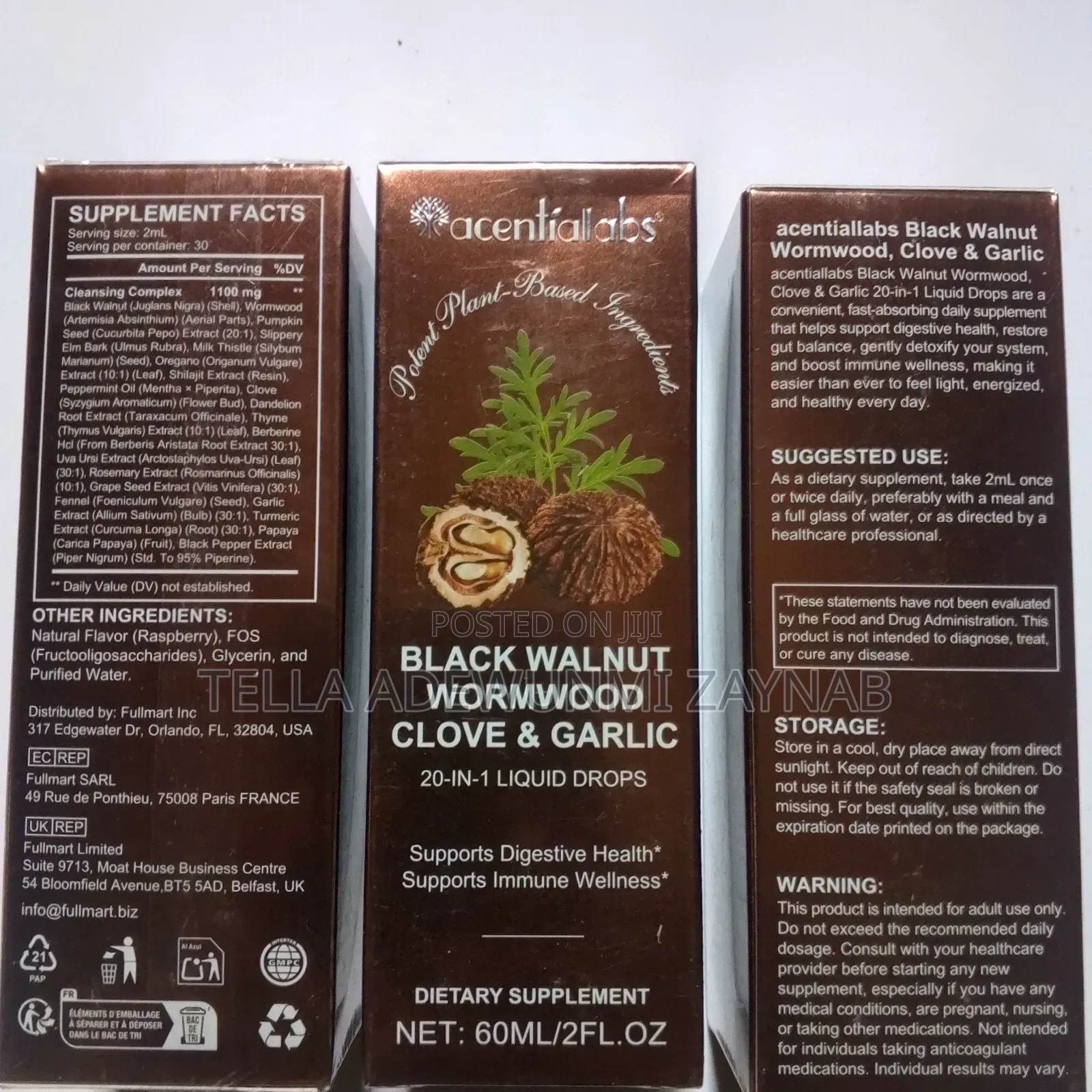 Black Walnut, Wormwood,Cloves Garlic -for Parasite Cleanse 60ml