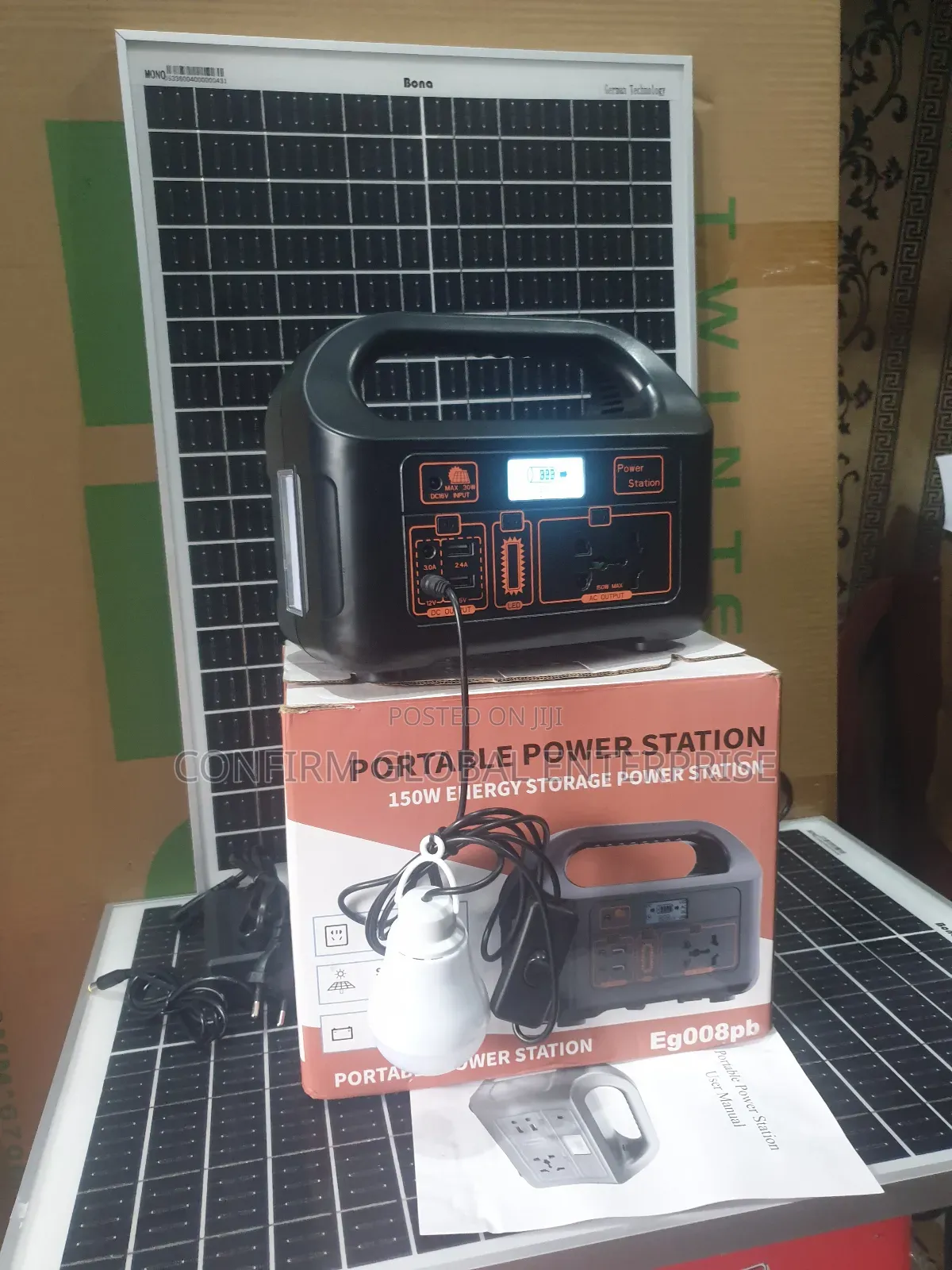 Powerful 150w Solar Generator With Solar Panel and Bulb