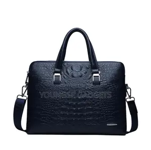 Men's Crocodile Skin Messenger Laptop Bag