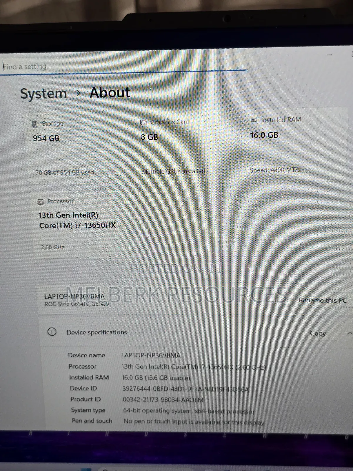 Laptop Asus ROG Strix G16 G614 16GB Intel Core i7 SSD 1T