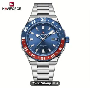 Blue/Red/Silver Three-Tone Naviforce Men's Watch