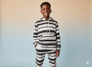 Black and White Stripes Hoodies for Kids