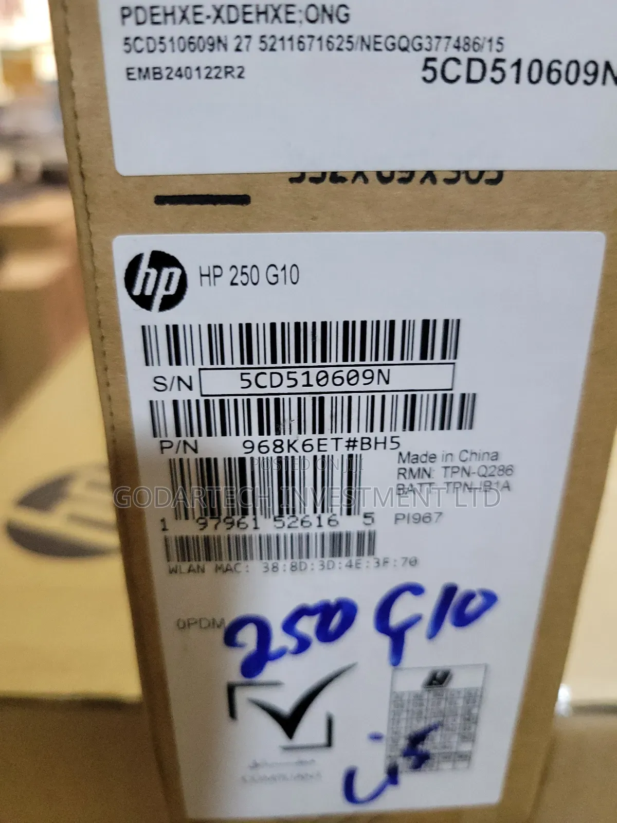 New Laptop HP 250 G10 8GB Intel Core i5 SSD 512GB