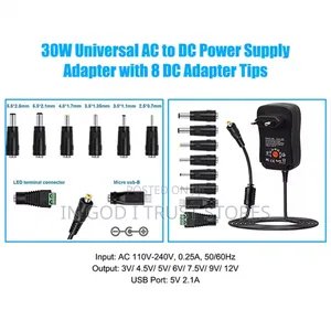 30w Universal Ac to Dc Power Supply Adapter