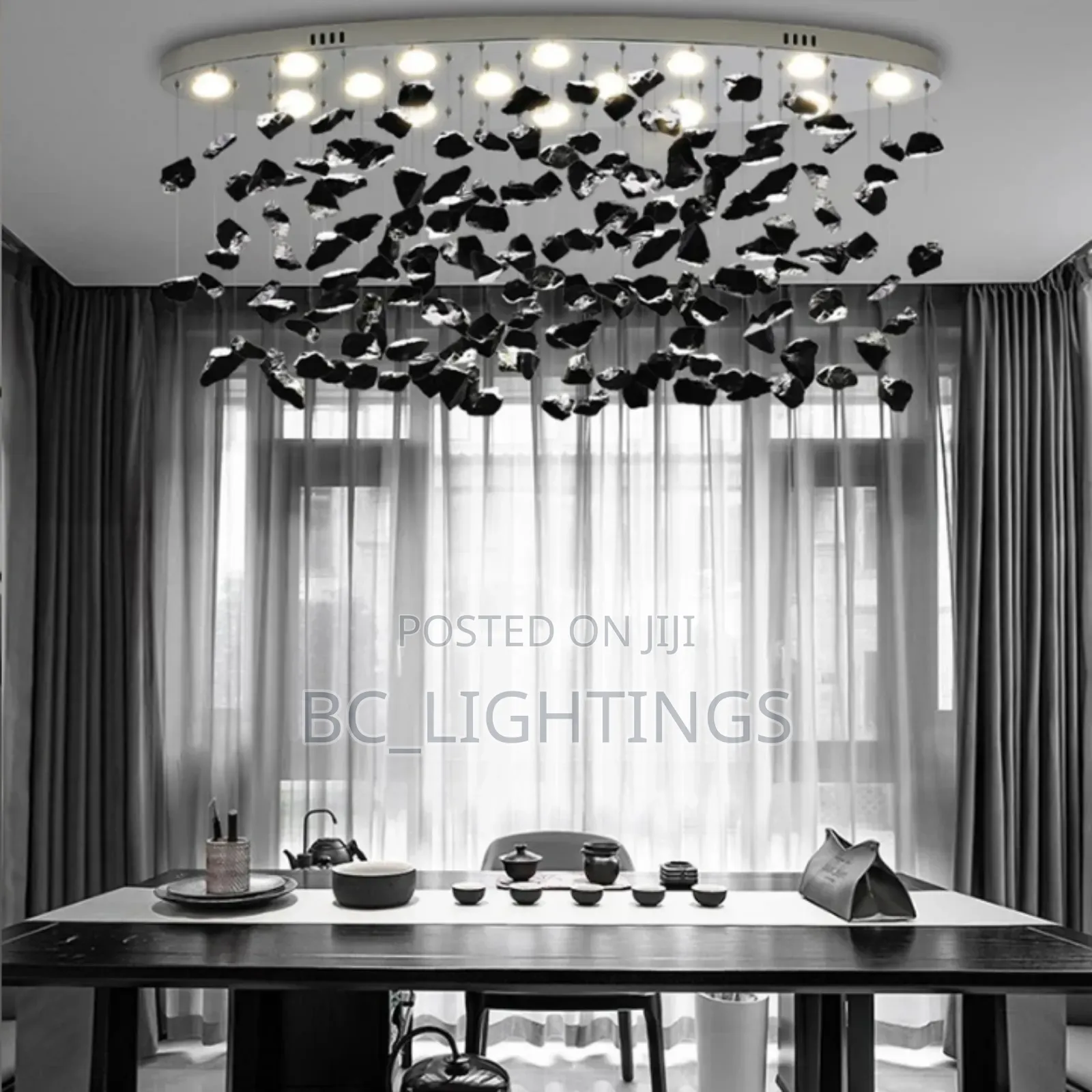 Black Stone Crystal Chandelier Light