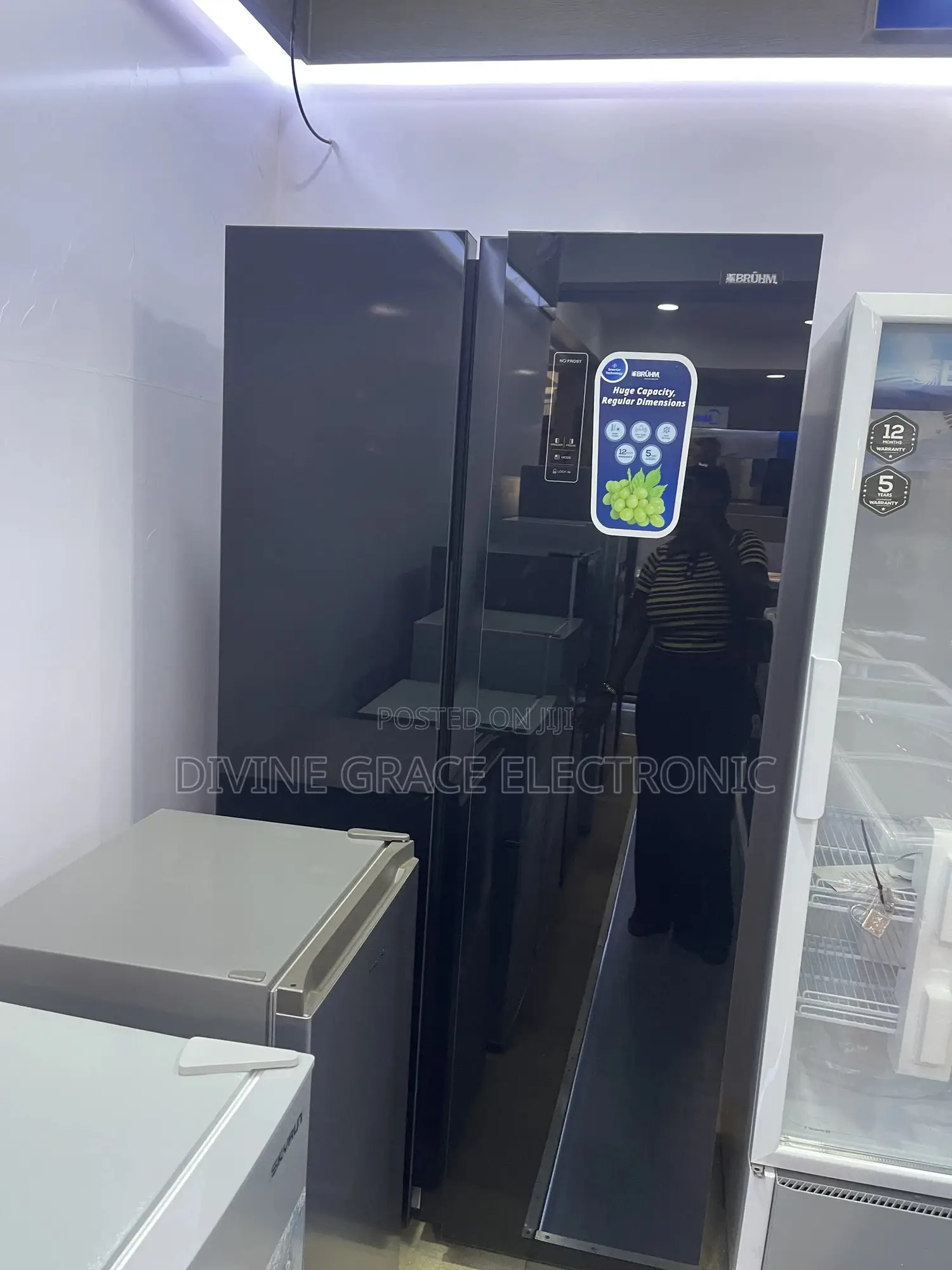 Bruhm Side by Side Brand New Refrigerator (Black)