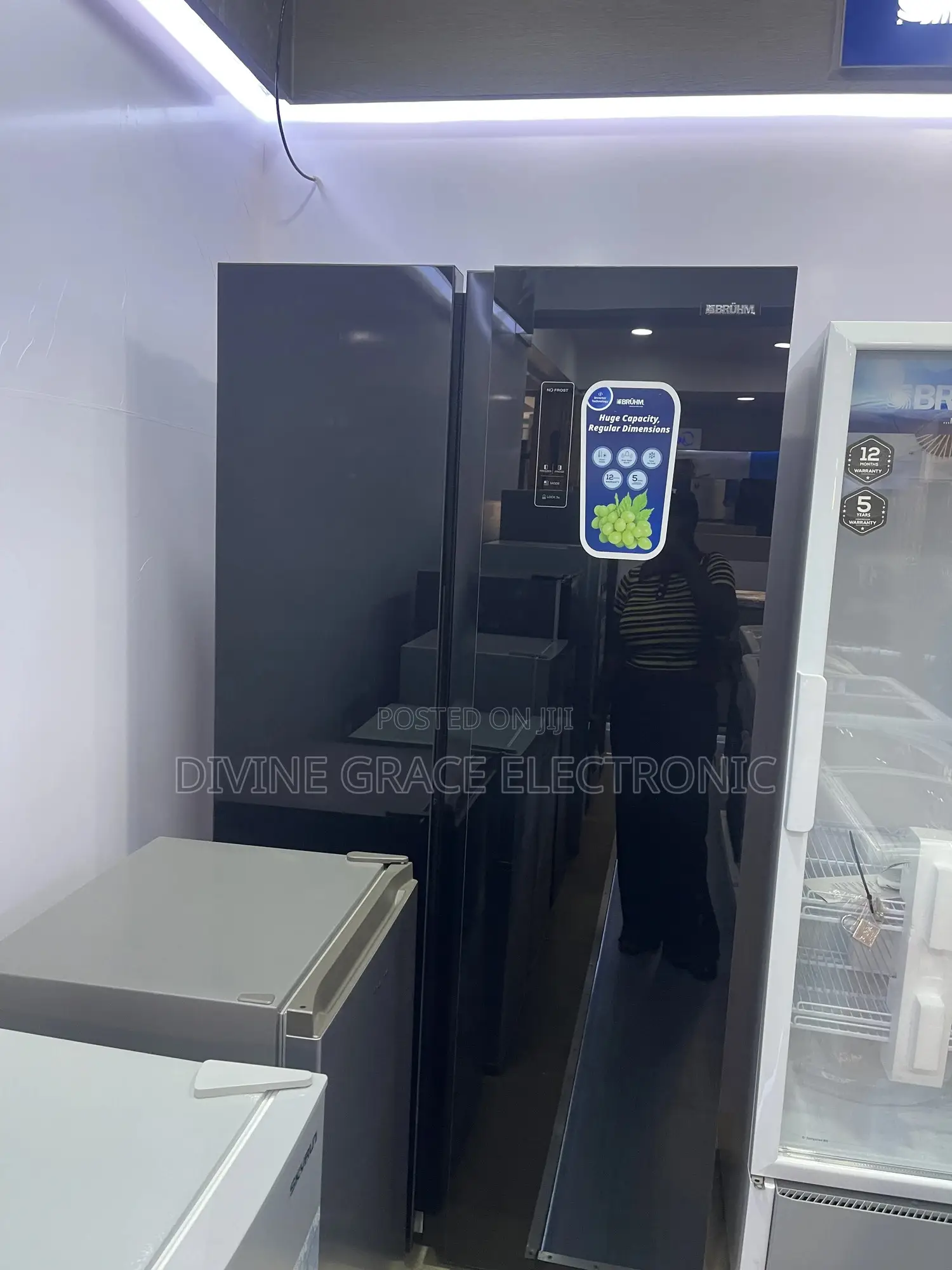 Bruhm Side by Side Brand New Refrigerator (Black)