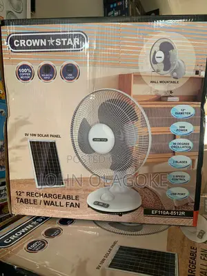 12" Inches Solar Rechargeable Table Wall Fan