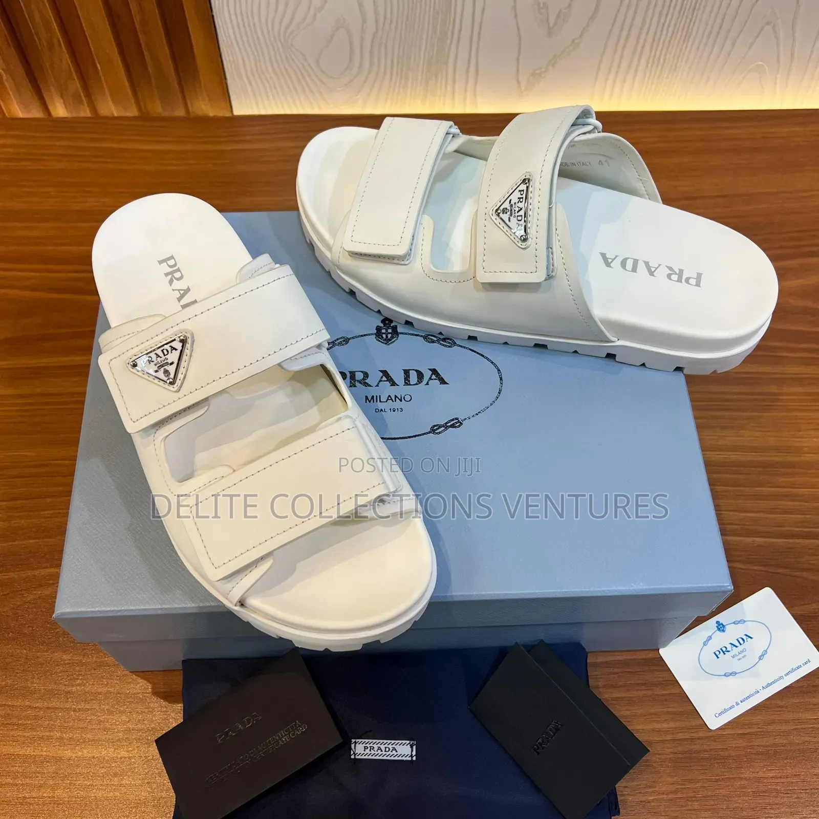 *Original Prada Logo Plaque Brushed Leather Slides Now Available