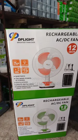 Dplight 12" Rechargeable Fan With Solar Panel and Bulb