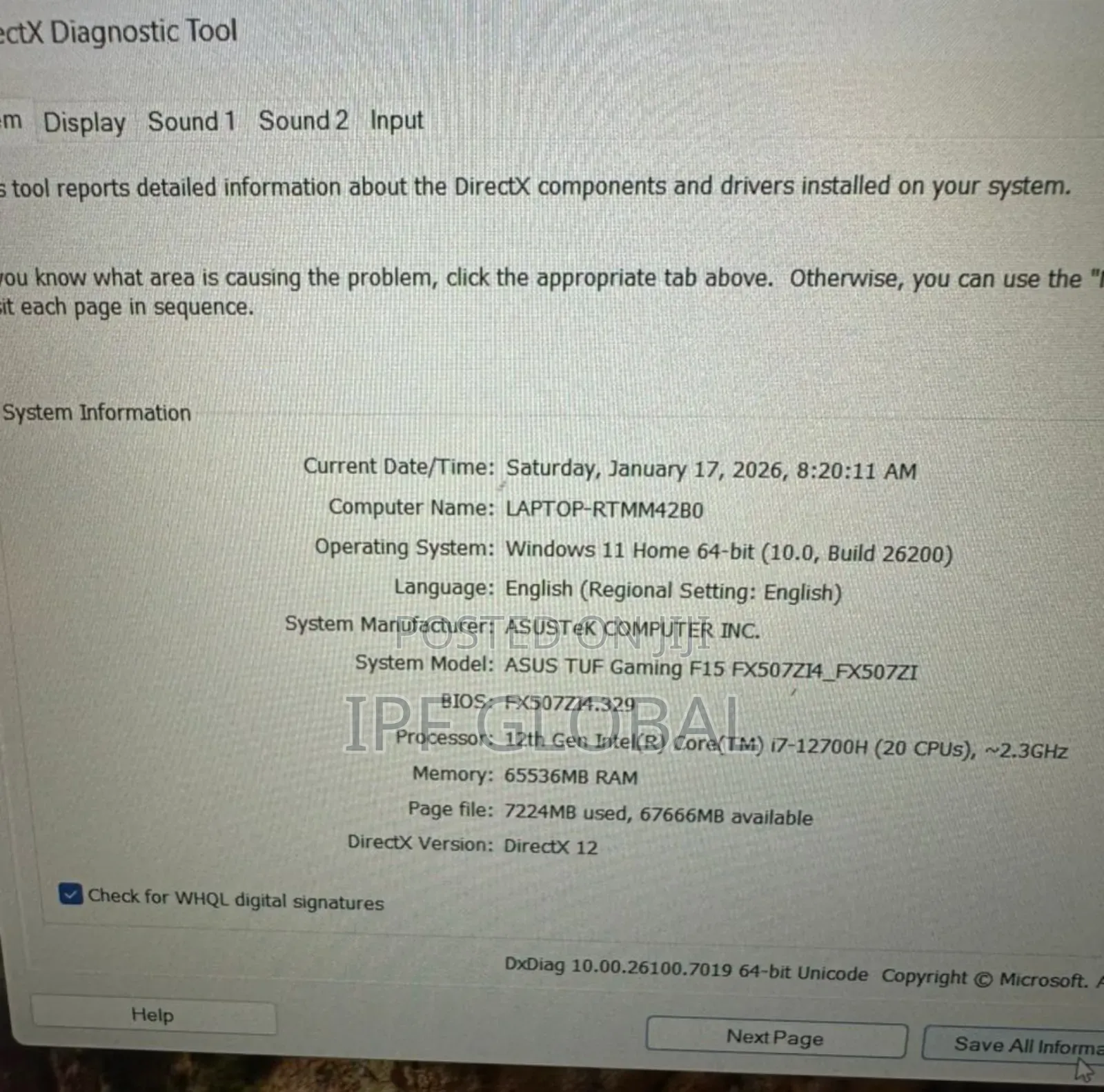 Laptop Asus TUF Gaming A15 64GB Intel Core I7 SSD 1T
