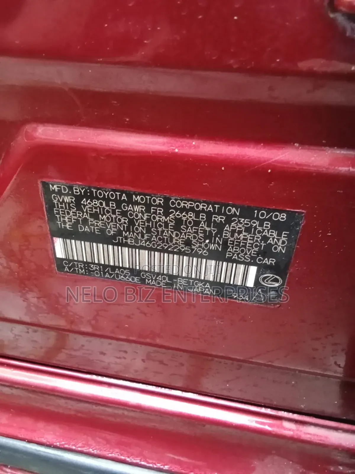 Lexus ES 350 2008 Red