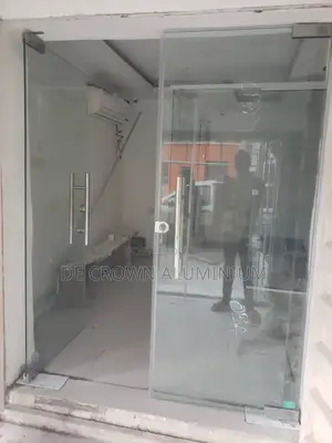 Luxury Frameless Glass Shop Entrance Door With Silver Finish