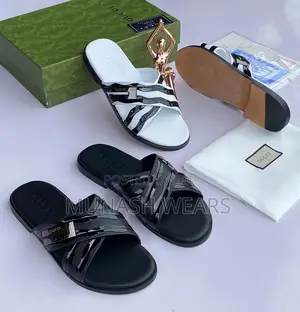 Gucci Leather Slipers 40-46 Available Black And White